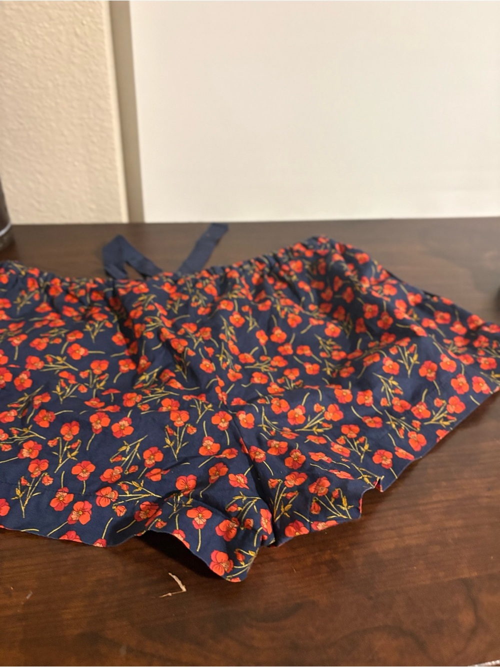 J. Crew Navy Shorts with Red Floral Print